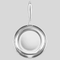 Silver Stainless Steel Frying Pan With Handle For Home Kitchen Cooking