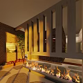 Charming Hotpot Restaurant with Wooden Building Glass Doors Chinese Signage Steps and Trees Around