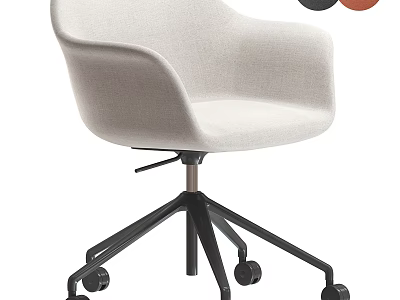 Modern Light Gray Fabric Office Chair With Armrest Black Metal Base And Wheels 3d model