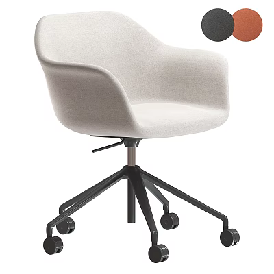 Modern Light Gray Fabric Office Chair With Armrest Black Metal Base And Wheels 3d model