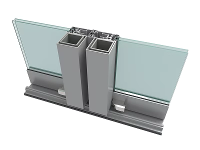 High Quality Hardware Tools for Glass Panel Installation with Metal Support Posts and Components 3d model