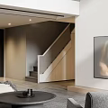 Modern Living Room Interior With Beige L shaped Sofa Gray Rug And Black Coffee Table