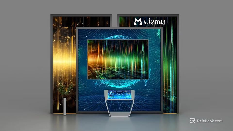Mlemu Commercial Equipment With Three Digital Screens And Interactive Dynamic Visuals Console 3d model 