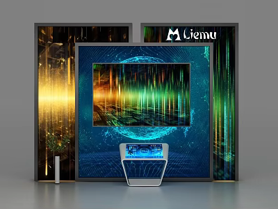 Mlemu Commercial Equipment With Three Digital Screens And Interactive Dynamic Visuals Console 3d model