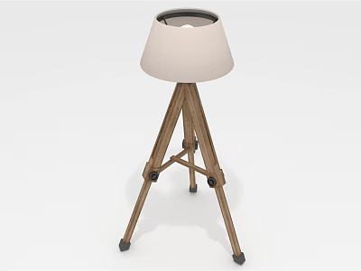 Modern Floor Lamp With Wooden Tripod Base And Beige Lampshade For Home Decor 3d model