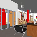 Modern Cultural Center Interior Design With Wooden Bookshelves And Seating Areas