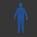 Mannequin Wearing Red Beanie Blue White Plaid Shirt Blue Jeans And Orange Shoes