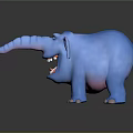 Cute Blue Elephant Doll With Smiling Face Open Mouth and Playful Design