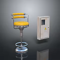 Stylish Bar Stool With Yellow Cushion Metal Frame And Adjustable Armrests