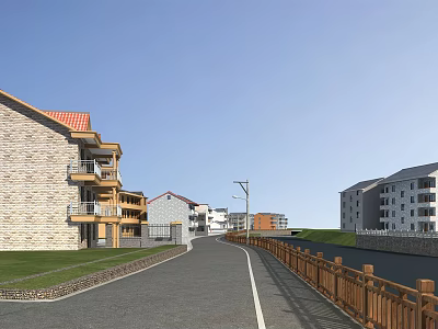 Modern Road Facade Rural Revitalization 3d model