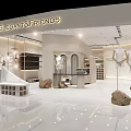 Elegant and Friends Clothing Store Spacious Interior with Mannequins Rocks and Lighting