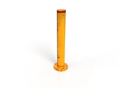 Yellow Rustic Column With Base And Textured Surface Design Element 3d model