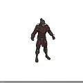 Game Movie Character With Red Metallic Full Body Armor And Stripped Design Helmet