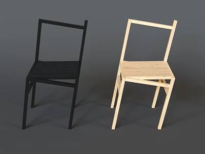 Stylish Black And Light Colored Dining Chairs With Simple Frame Design 3d model