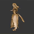 Golden Ornate Statue With Crown Sword Dress And Outstretched Arms