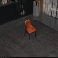 Modern Luxury Orange Leather Dining Chair with Tufted Back and Black Metal Legs