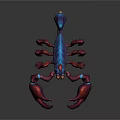 Vibrant Blue And Red Scorpion With Detailed 3D Modeled Exoskeleton And Claws
