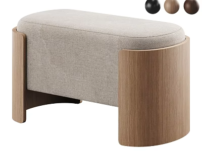 Modern Sofa Bench with Gray Upholstered Seat Cylindrical Wooden Legs and Color Options 3d model