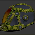 Futuristic Sci Fi Helmet Design With Green Yellow Mesh Patterns And Transparent Visor