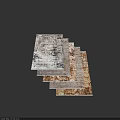 Modern Abstract Square Area Rug With Gray White Black Brown Distressed Pattern Design 3d model