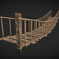 Rustic Suspension Bridge With Wooden Planks Rope Railings And Outdoor Design
