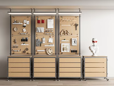 Modern aluminum profile storage rack hole board shelf display rack decorative rack optical axis 3d model