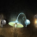 Vintage Industrial Wall Lamps With Different Designs Metal Finish And Rough Dark Wall