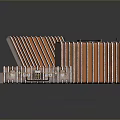 Three Shiny Striped Bronze Metal Storage Boxes With Classic Lock Details