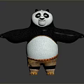 Cartoon Panda Character With Black White Fur Standing Arms Outstretched Decorative Pants