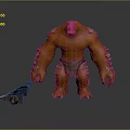 Orange Rock Giant Creature With Muscular Build And Giant Battle Axe Weapon 3d model