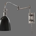 Industrial Style Wall Lamp With Adjustable Metal Arm And Black Shade
