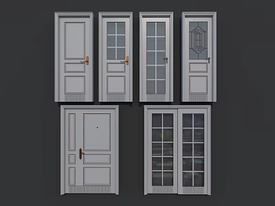 Various Door Designs Featuring Glass Panels Single And Double Panel Styles 3d model