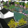 Ancient Chinese Architecture Layout With Traditional Courtyards Ponds And Greenery
