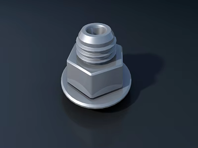 Durable Metal Hex Nut With Threaded Structure And Flat Washer For Hardware Applications 3d model