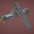 Industrial Mechanical Arm Featuring Metal Frame Hydraulic Joints And Warning Stripes