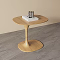 Minimalist Wooden Side Table With Round Top Pedestal Base And Silver Decor