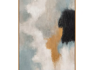 Abstract Modern Wall Art With Light Blue White Black Orange Color Tones 3d model