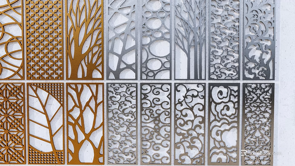 Ornate Carved Windows with Various Intricate Patterns for Interior Decor and Design Ideas 3d model 