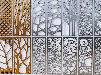 Ornate Carved Windows with Various Intricate Patterns for Interior Decor and Design Ideas 3d model