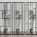 Modern partition glass screen partition 3d model