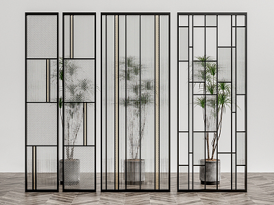 Modern partition glass screen partition 3d model