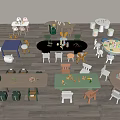 Children's Table and Chair Combination Leisure Table and Chair Game Table and Chair Kindergarten Table and Chair 3d model