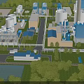 Industrial Plant Featuring Factory Buildings Storage Tanks Equipment And Surrounding Greenery