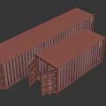 Red Shipping Container With Open Door Showing Interior Structure And Details 3d model