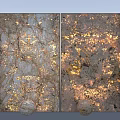 Golden Textured Background Wall With Warm Lighting And Decorative Spheres