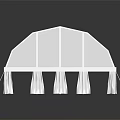 Large White Arch Structure Tent With Transparent Sides Curtains And Support Poles