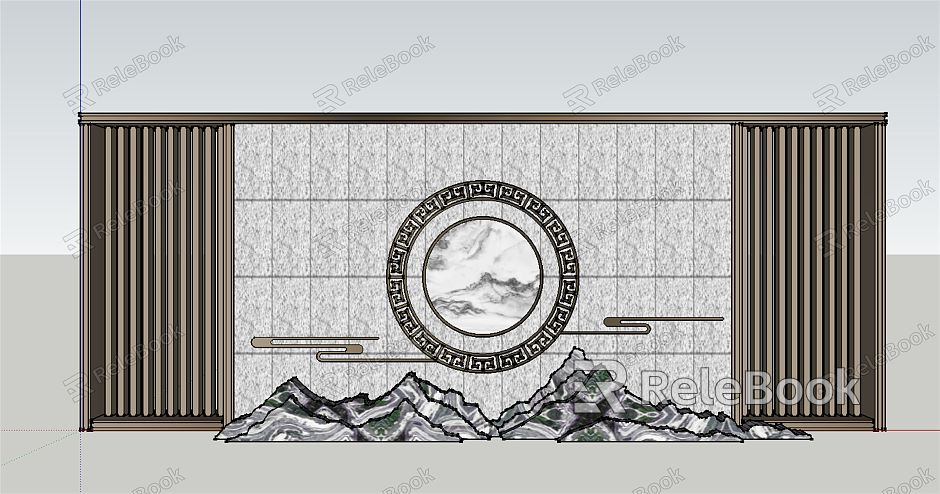 New Chinese Style Landscape Wall model