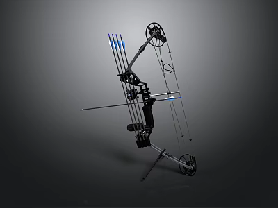 Modern Compound Bow Archery Equipment With Arrows Pulley System And Stabilizer 3d model