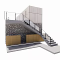 Modern Stairs with Black Railing and White Steps in Contemporary Interior Design 3d model