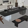 Modern Tea Table And Chairs With Stone Top Acrylic Legs And Wooden Seats